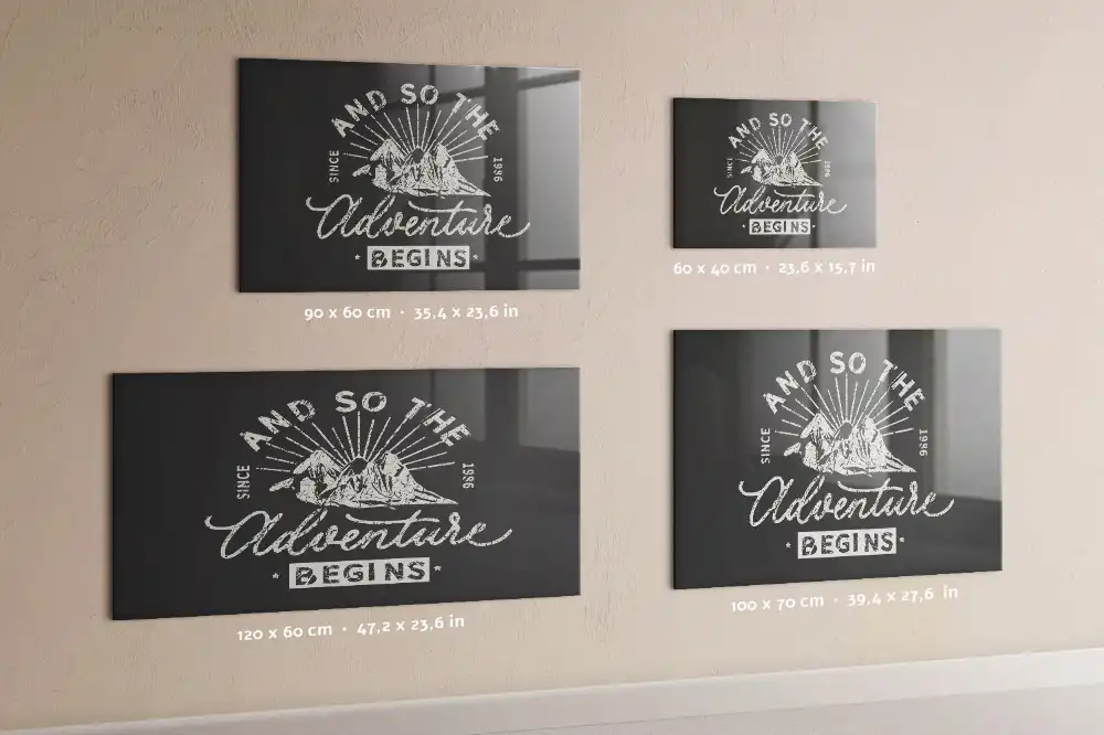 Tableau magnétique en verre avec citation sur l'aventure