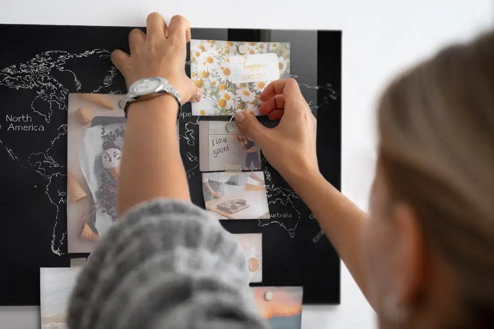Tableau magnétique en verre avec carte du monde politique