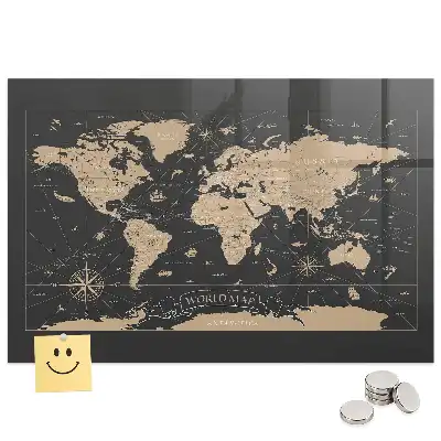 Tableau aimanté décoration carte du monde rétro