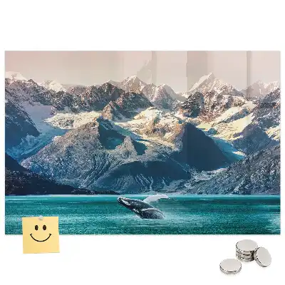 Tableau magnétique en verre motif mammifère marin
