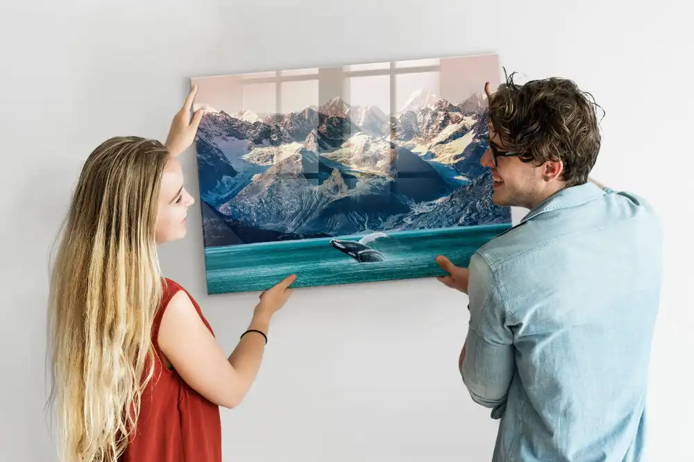 Tableau magnétique en verre motif mammifère marin
