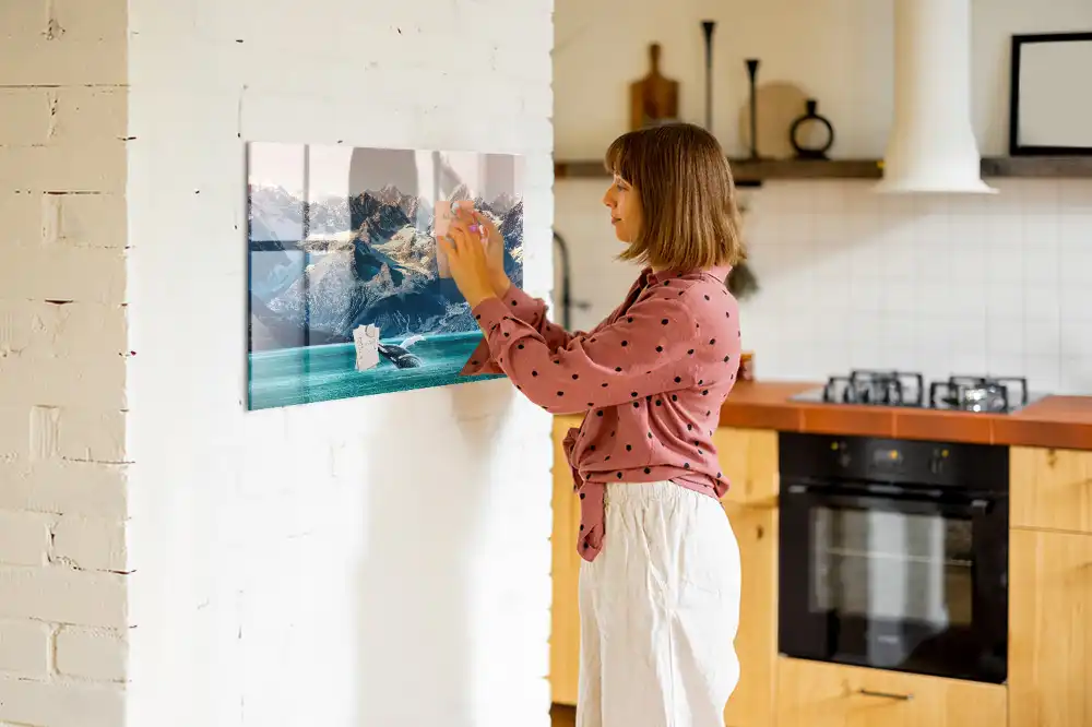 Tableau magnétique en verre motif mammifère marin