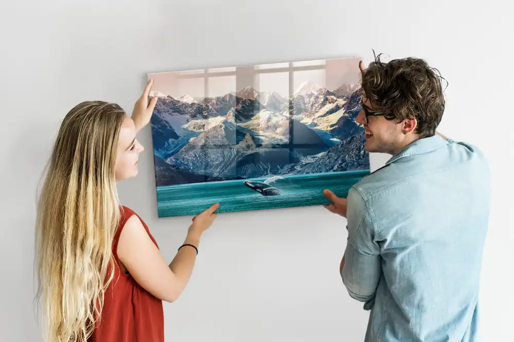Tableau magnétique en verre motif mammifère marin