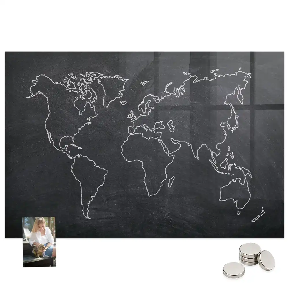 Tableau magnétique pour magnets carte du monde