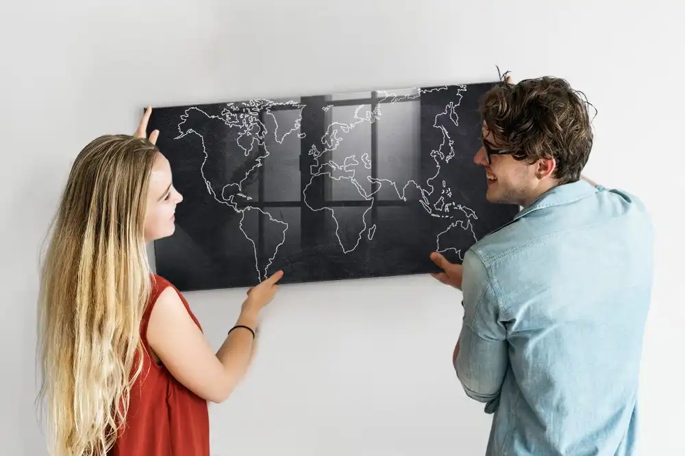 Tableau magnétique pour magnets carte du monde