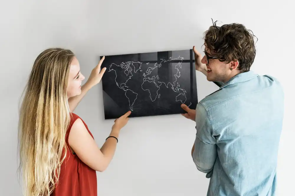 Tableau magnétique pour magnets carte du monde