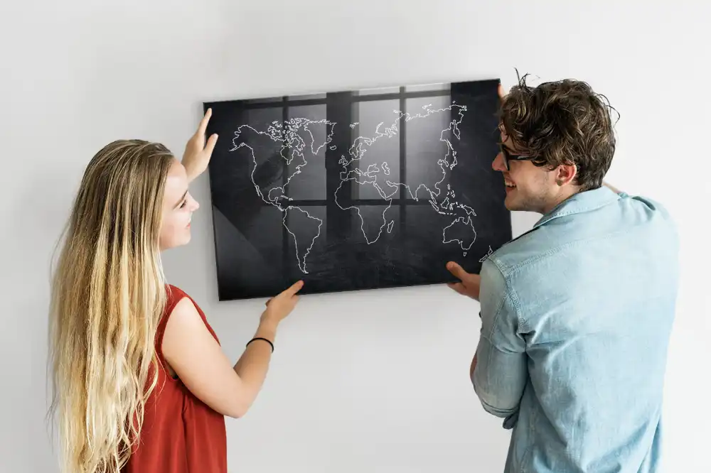 Tableau magnétique pour magnets carte du monde