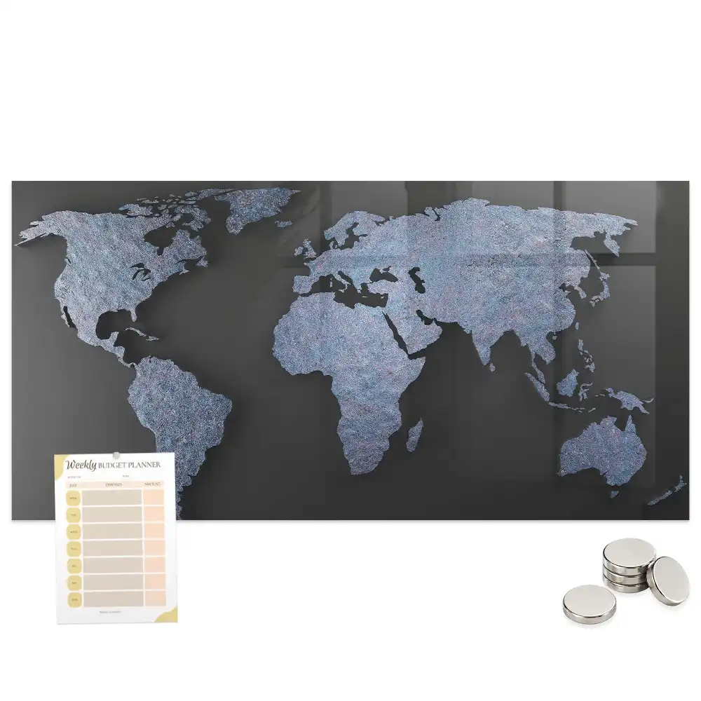 Tableau magnétique en verre carte du monde spatiale
