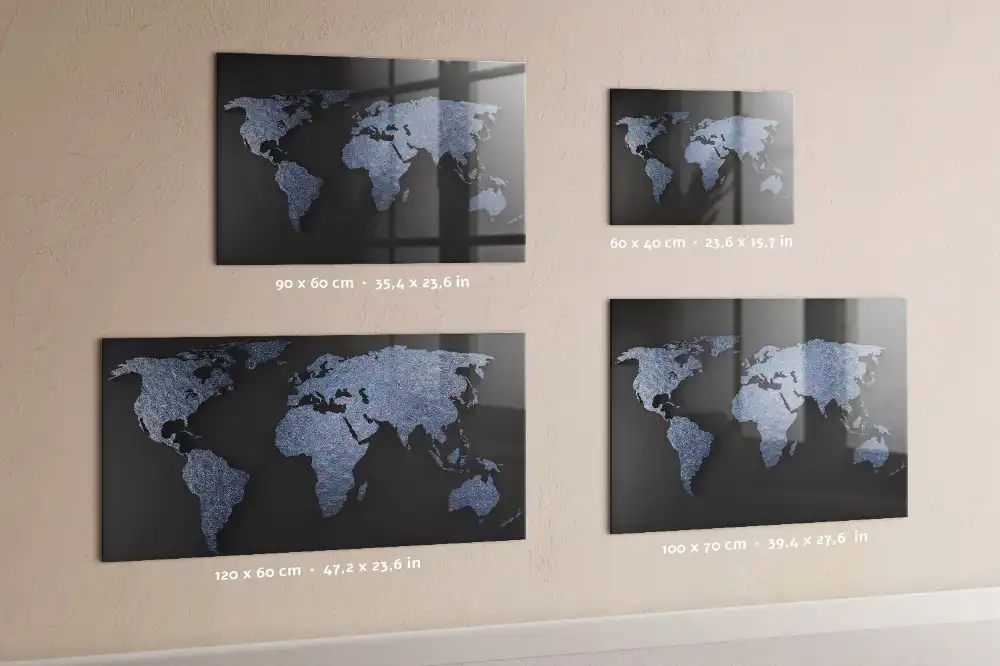 Tableau magnétique en verre carte du monde spatiale
