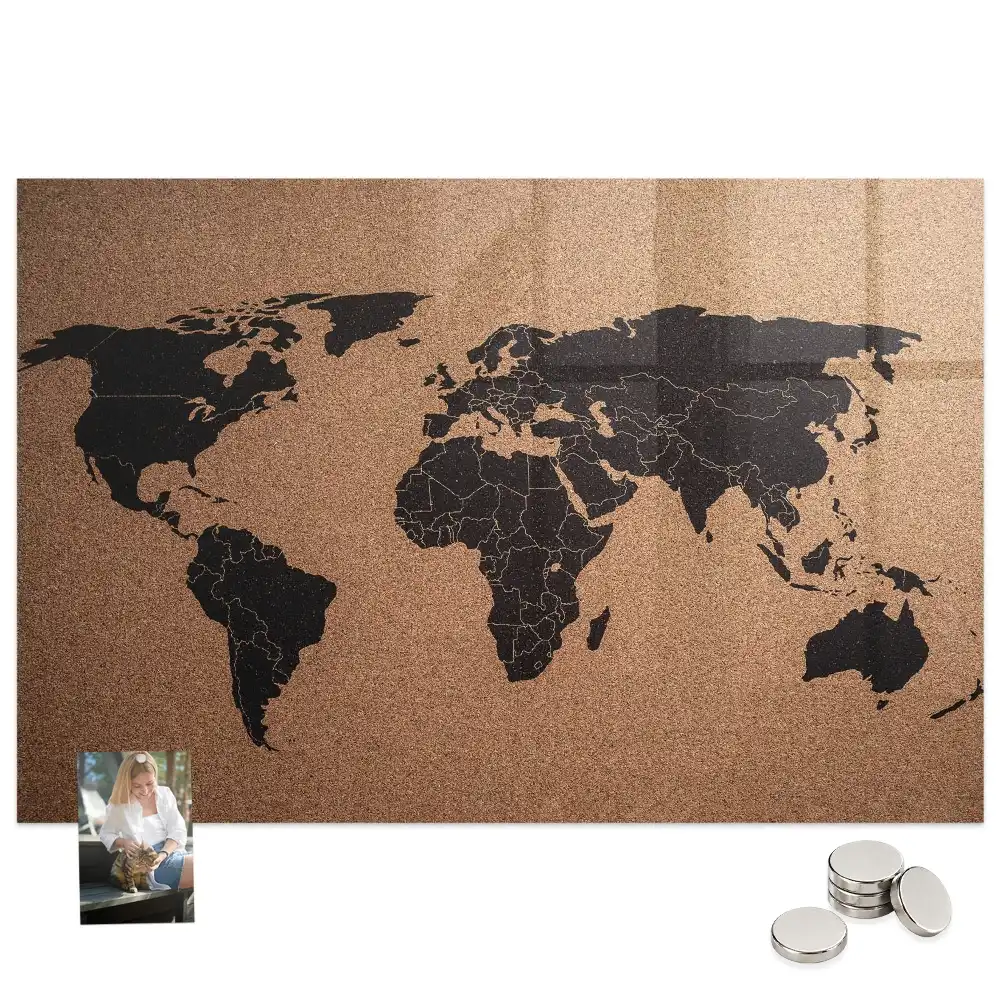 Tableau magnétique mural carte du monde