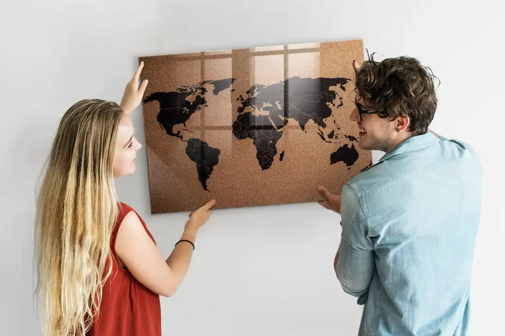 Tableau magnétique mural carte du monde