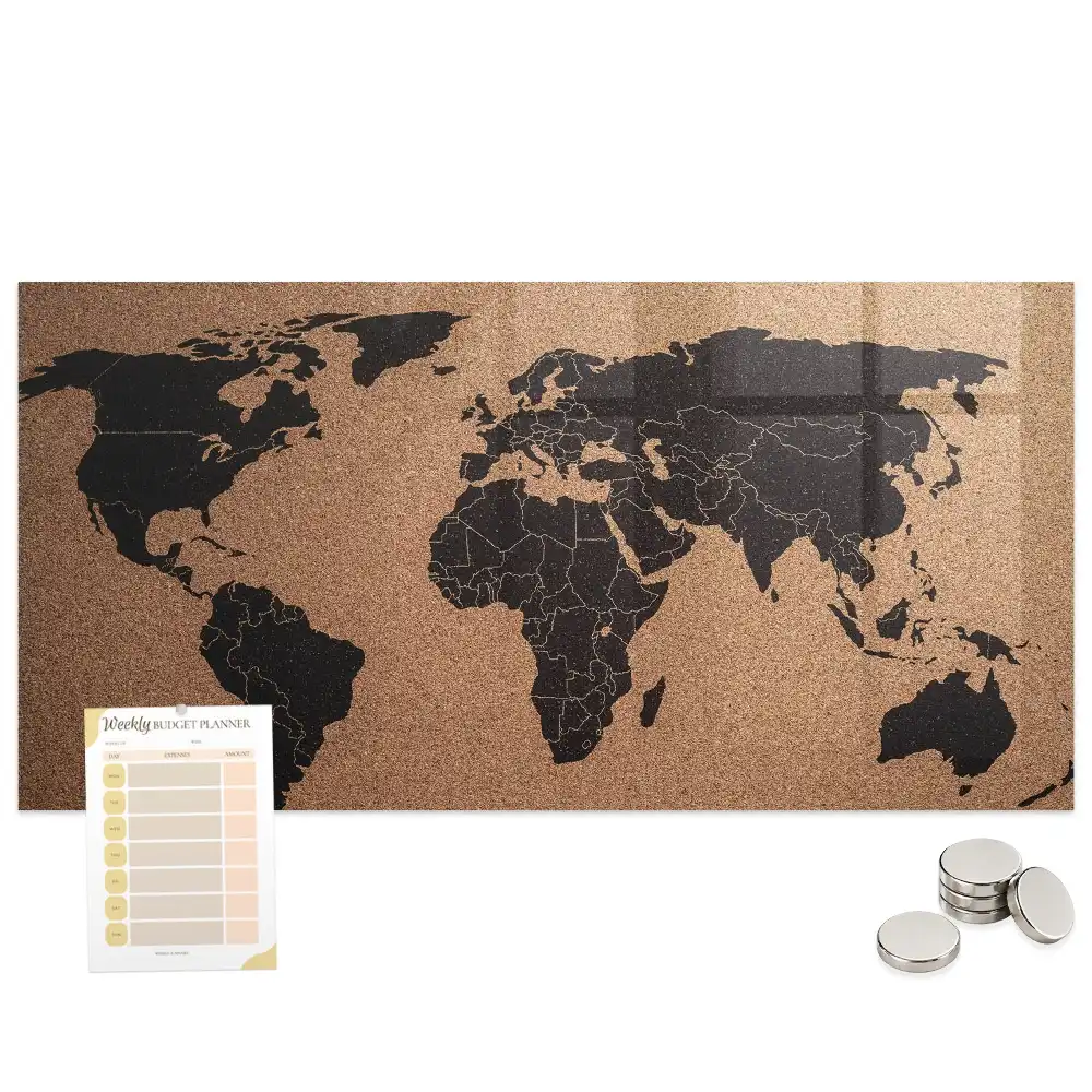 Tableau magnétique mural carte du monde