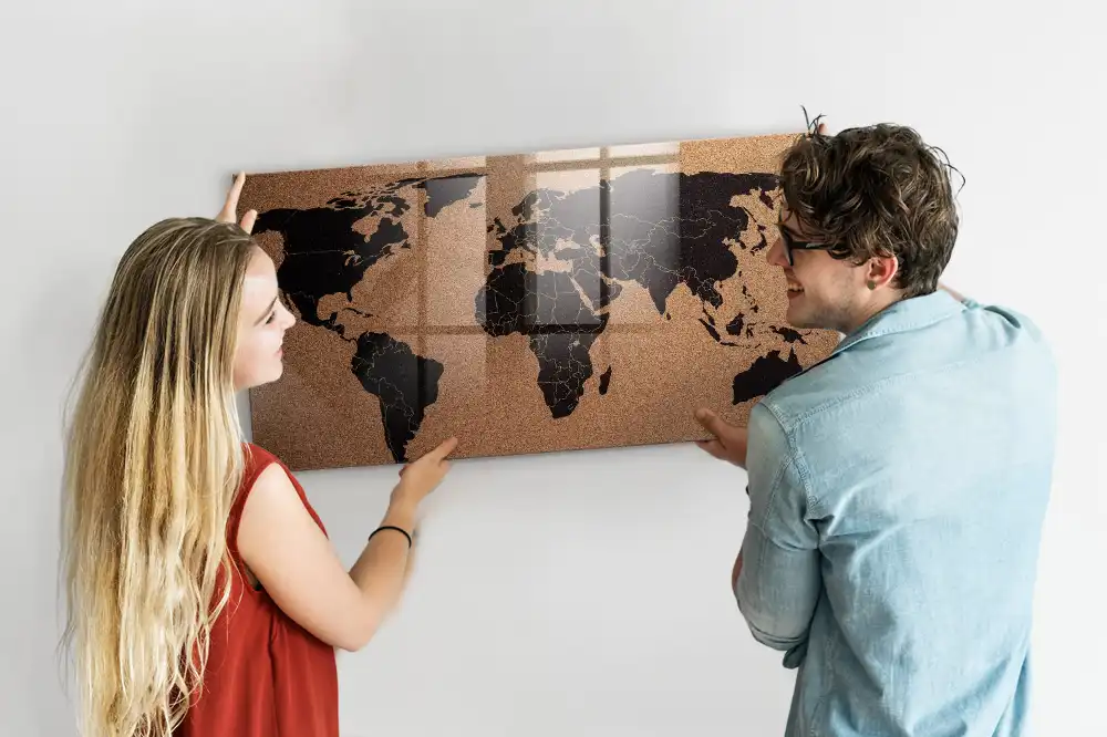 Tableau magnétique mural carte du monde