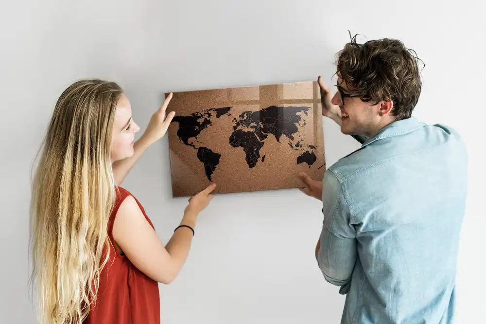 Tableau magnétique mural carte du monde