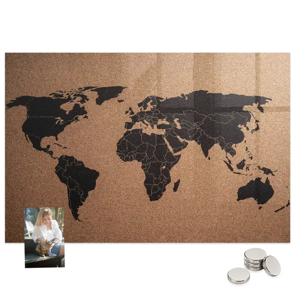 Tableau magnétique mural carte du monde