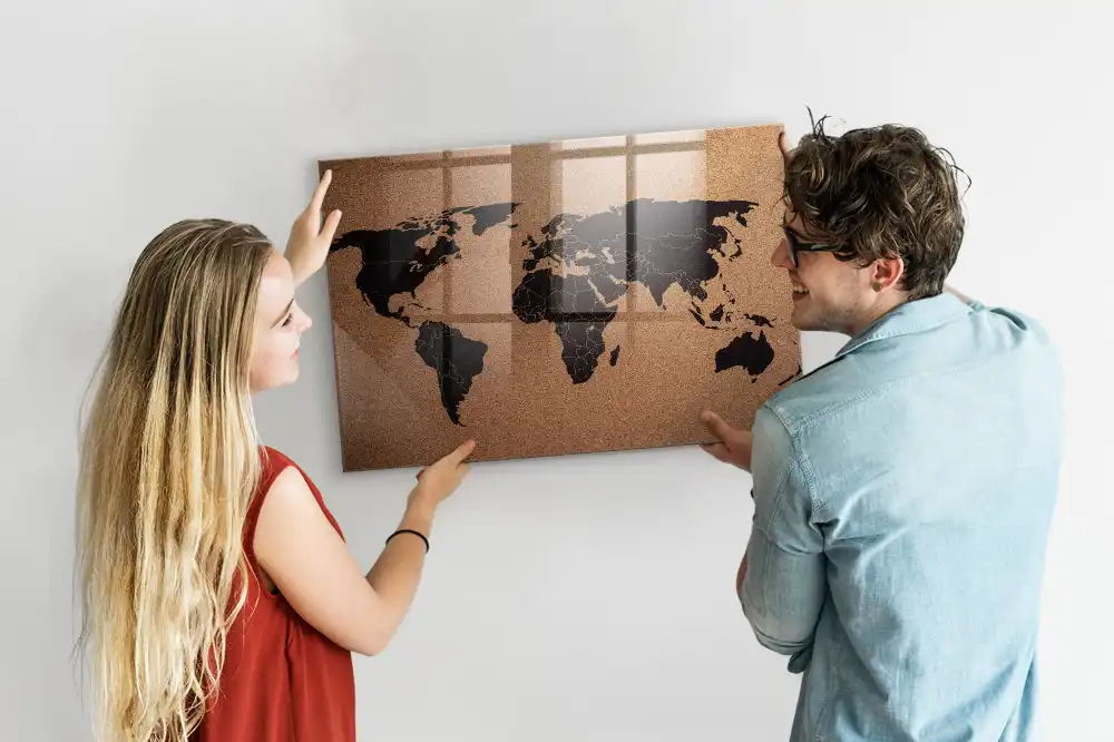 Tableau magnétique mural carte du monde
