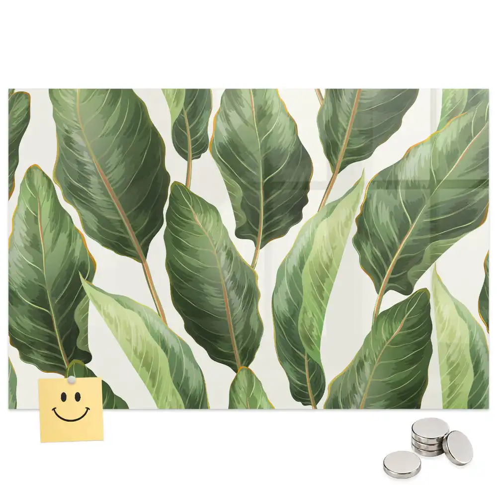 Tableau magnétique en verre motif feuilles de palmier