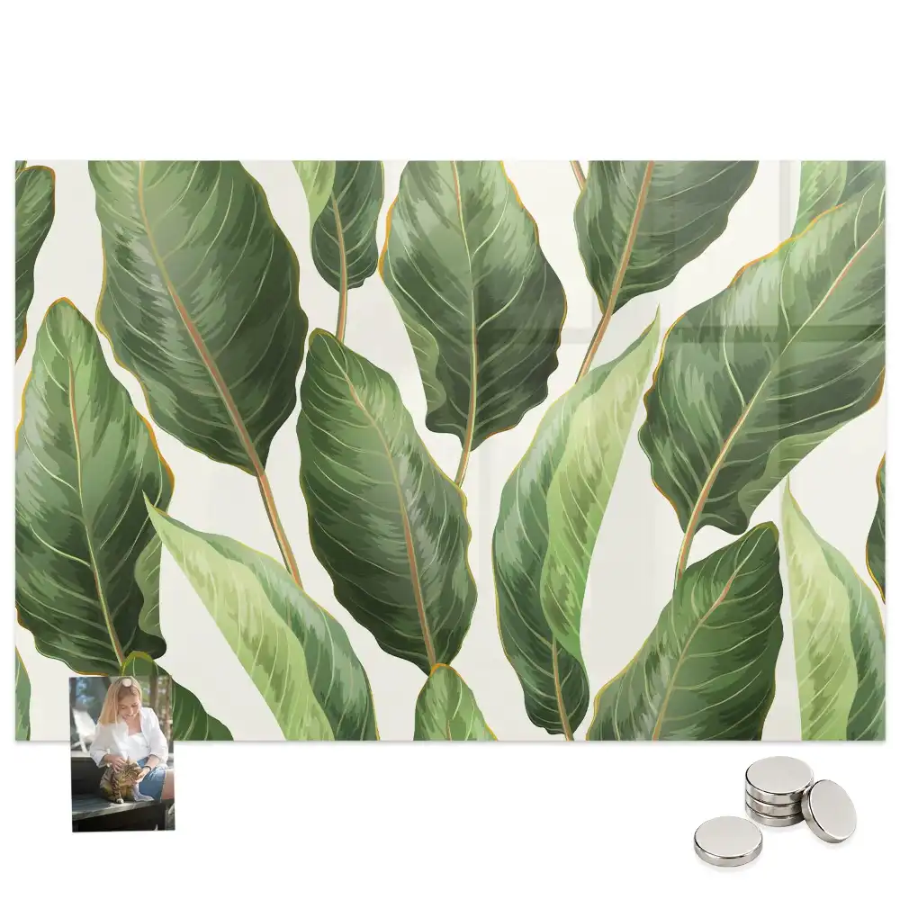 Tableau magnétique en verre motif feuilles de palmier