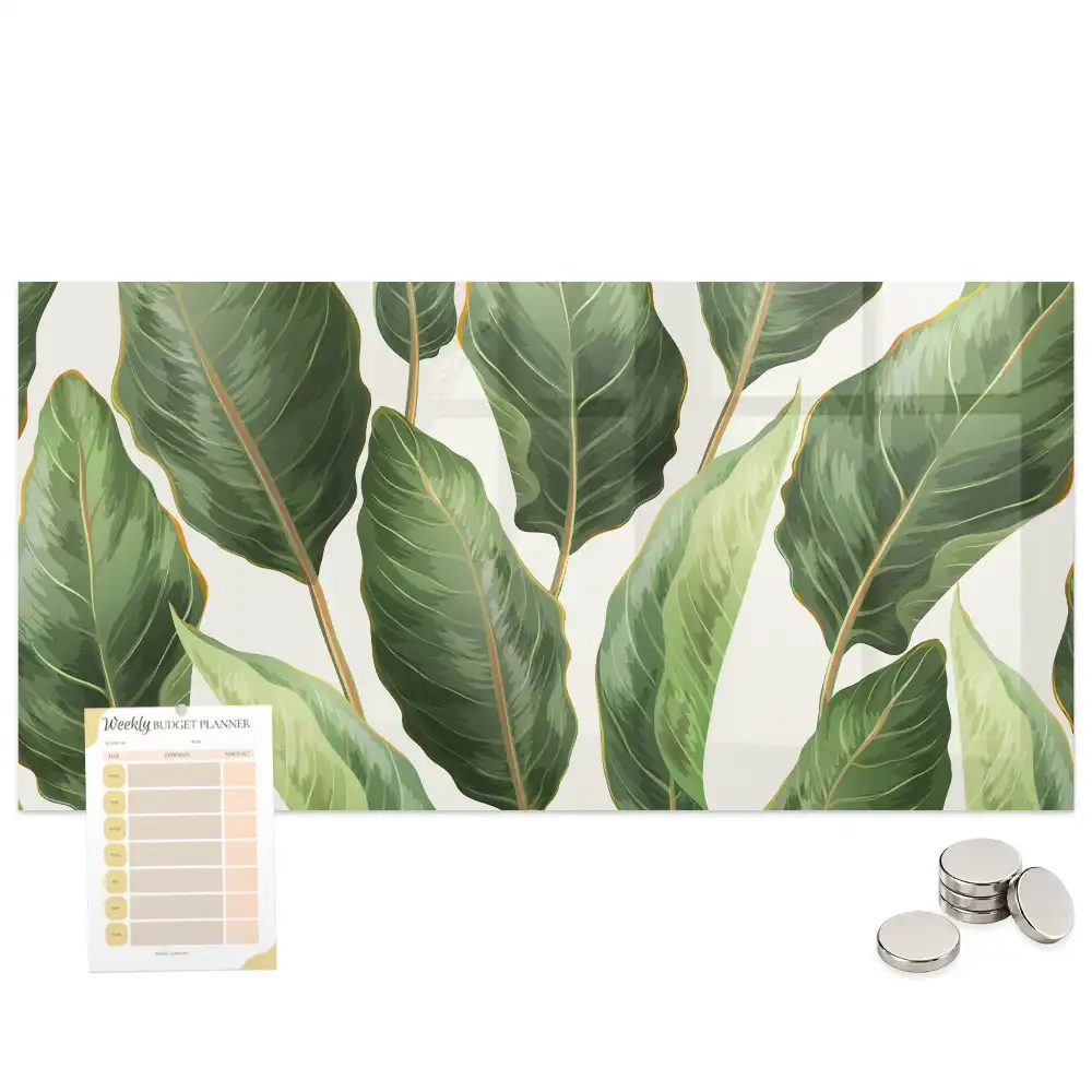 Tableau magnétique en verre motif feuilles de palmier