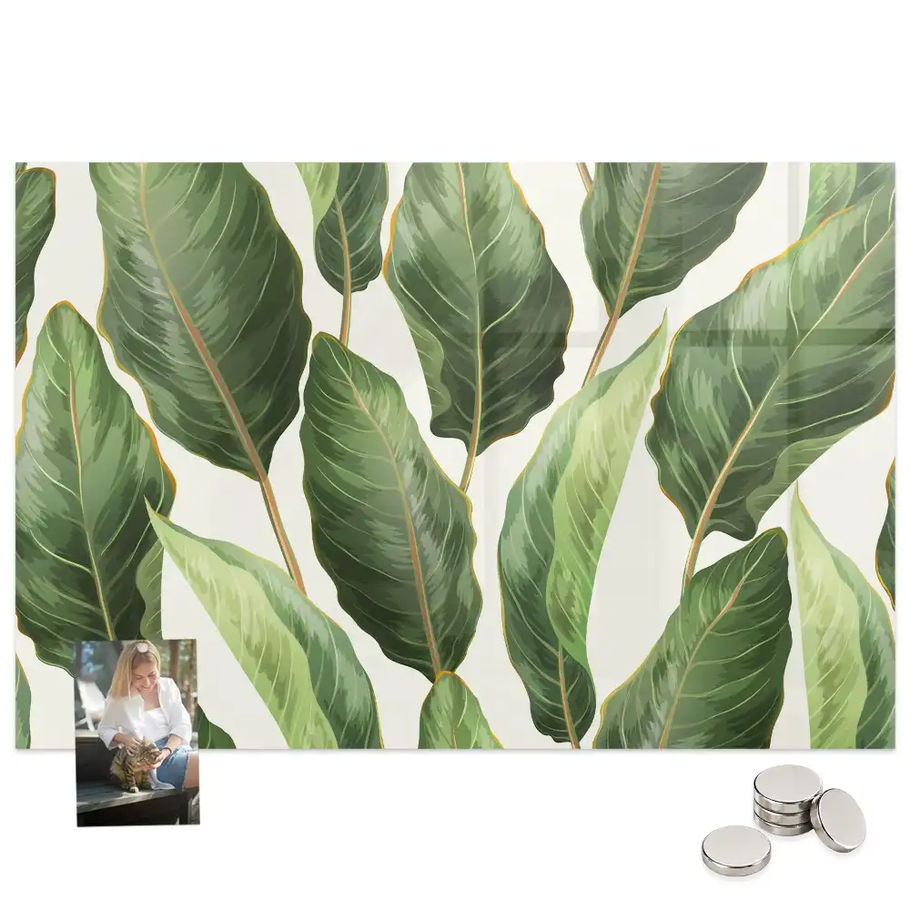 Tableau magnétique en verre motif feuilles de palmier