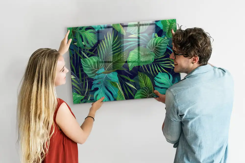 Tableau magnétique motif flore tropicale pour magnets