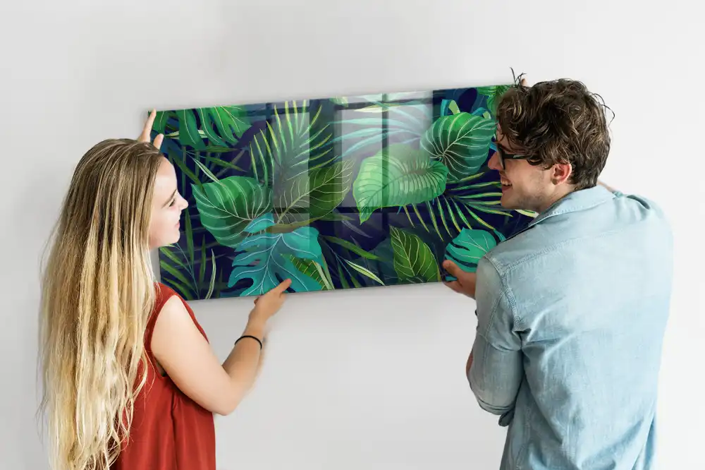 Tableau magnétique motif flore tropicale pour magnets
