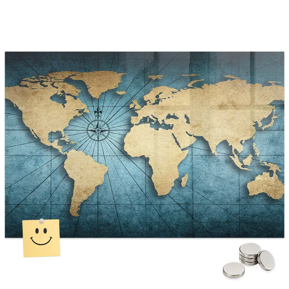 Tableau magnétique décoratif carte du monde spatiale