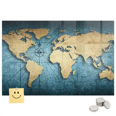 Tableau magnétique décoratif carte du monde spatiale