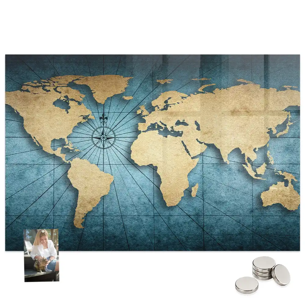 Tableau magnétique décoratif carte du monde spatiale