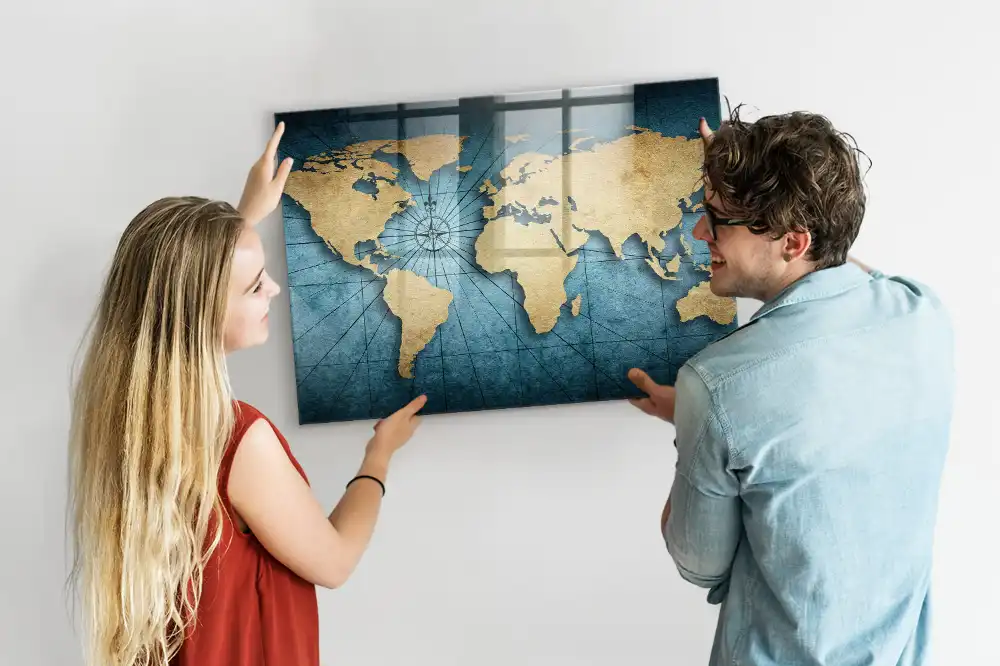 Tableau magnétique décoratif carte du monde spatiale