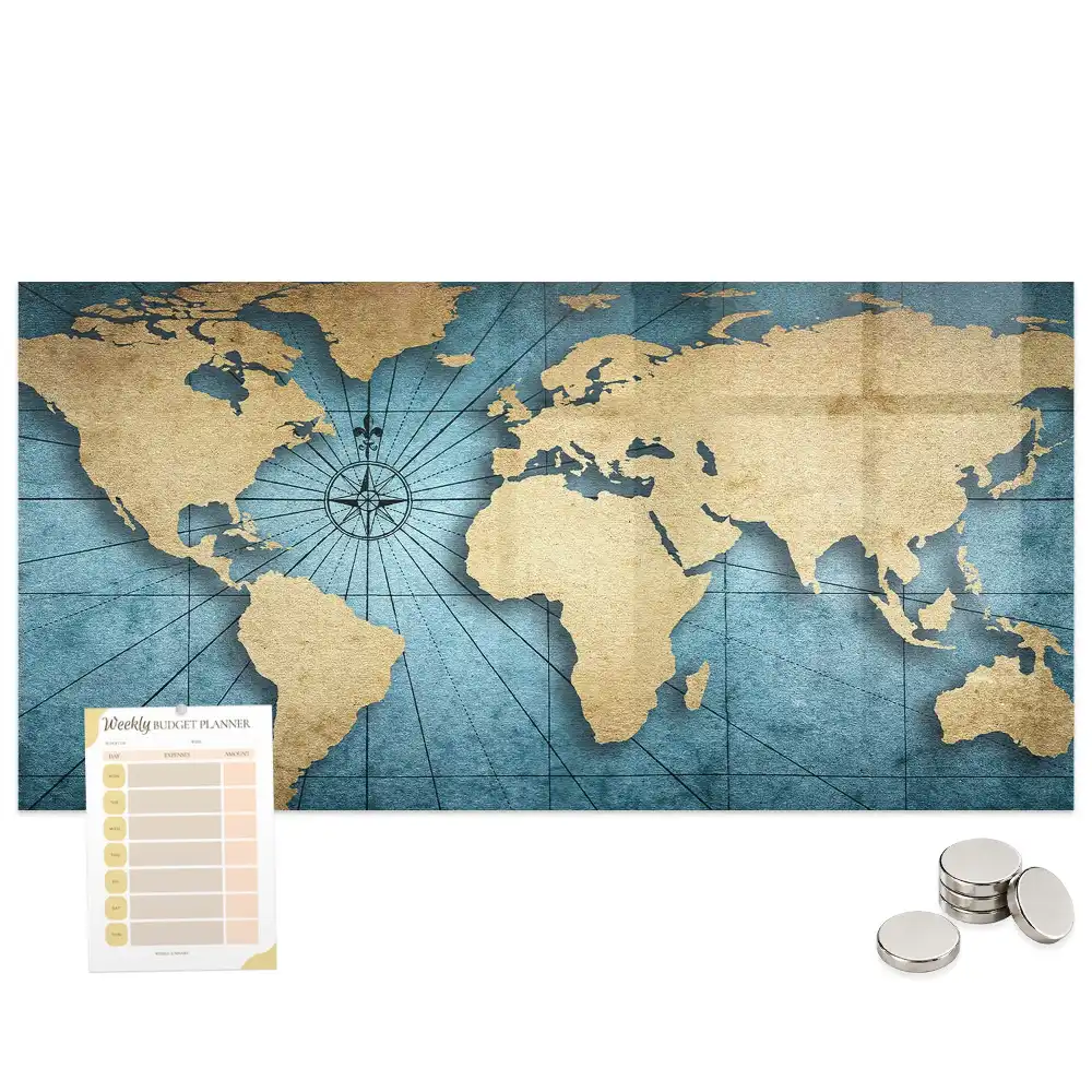 Tableau magnétique décoratif carte du monde spatiale