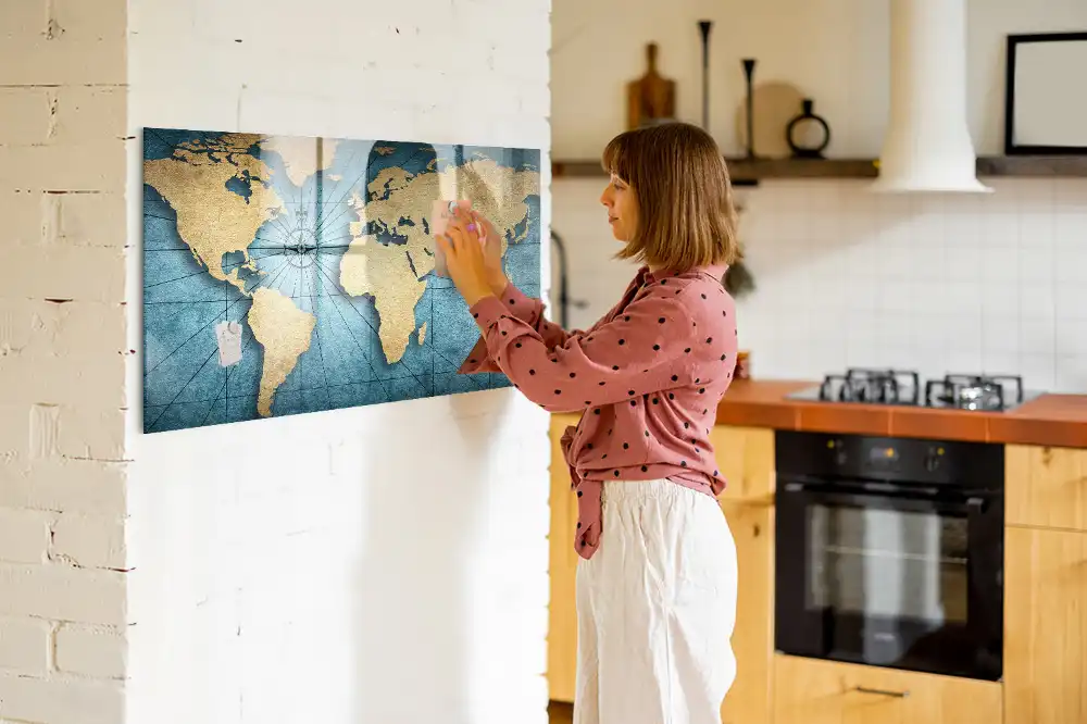 Tableau magnétique décoratif carte du monde spatiale