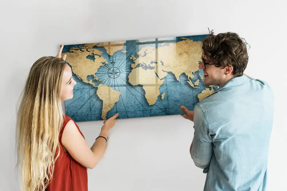 Tableau magnétique décoratif carte du monde spatiale