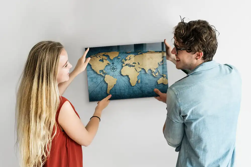 Tableau magnétique décoratif carte du monde spatiale