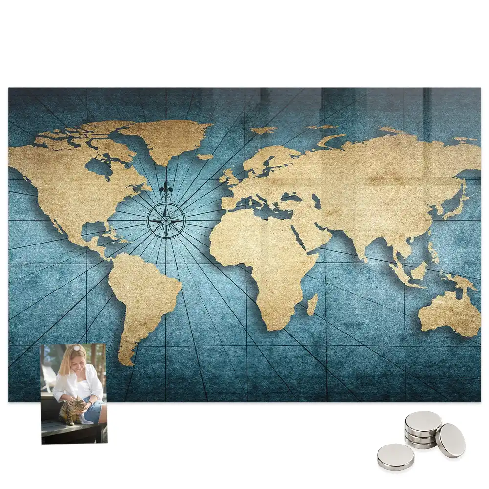 Tableau magnétique décoratif carte du monde spatiale