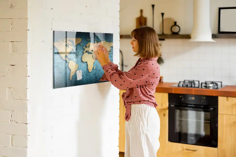 Tableau magnétique décoratif carte du monde spatiale