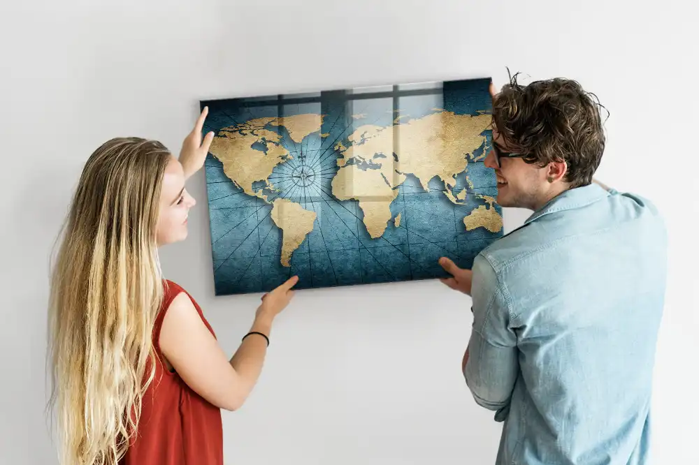 Tableau magnétique décoratif carte du monde spatiale
