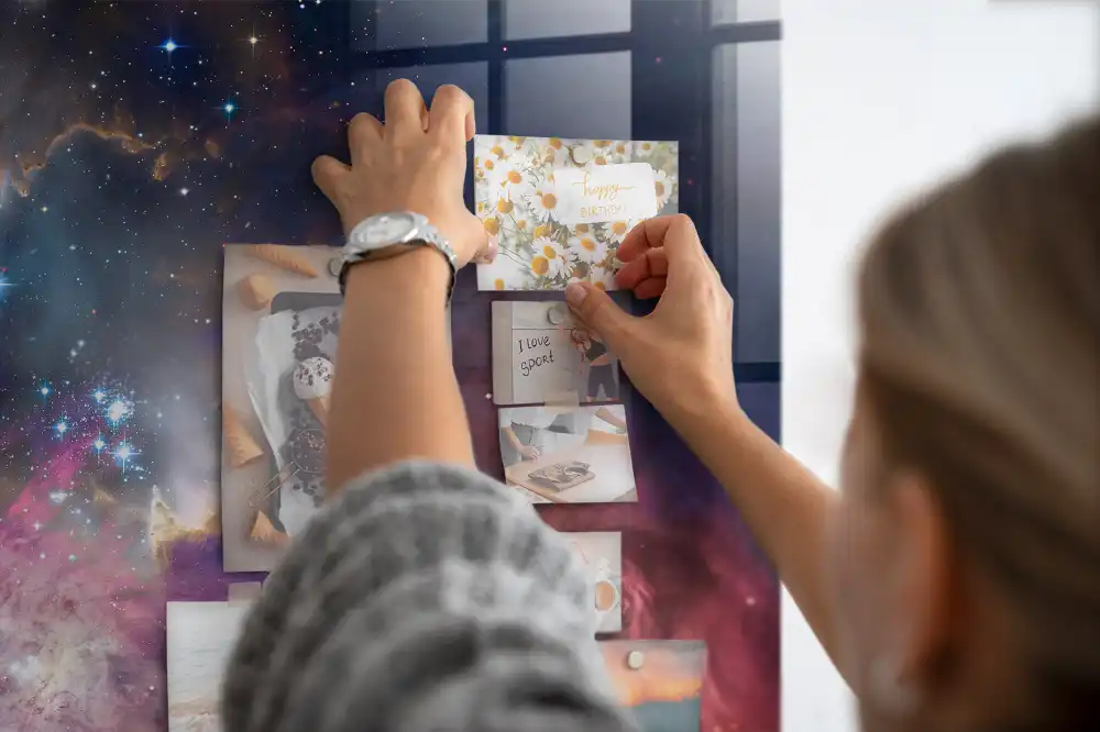 Tableau magnétique motif univers cosmique pour magnets