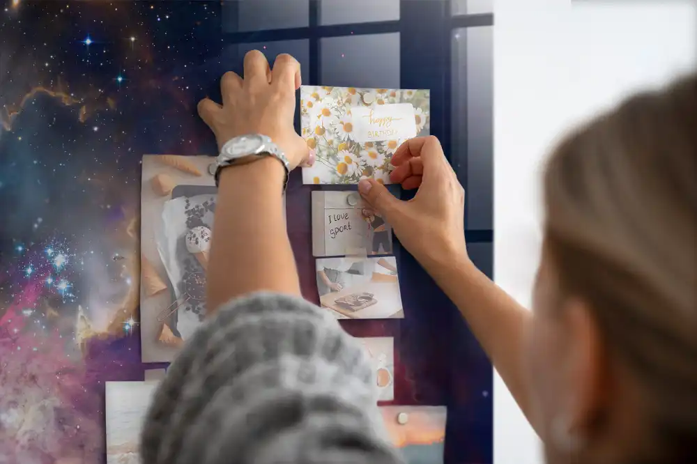 Tableau magnétique motif univers cosmique pour magnets
