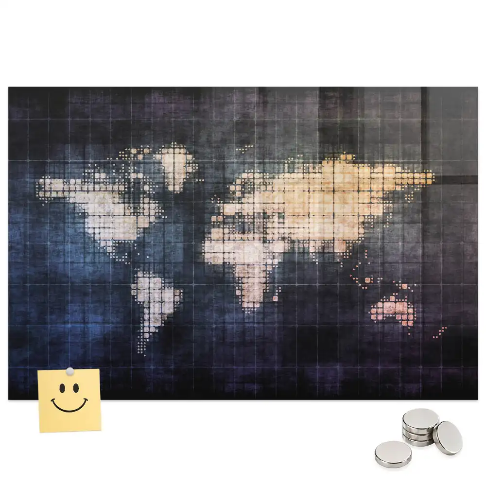 Tableau magnétique avec carte du monde artistique