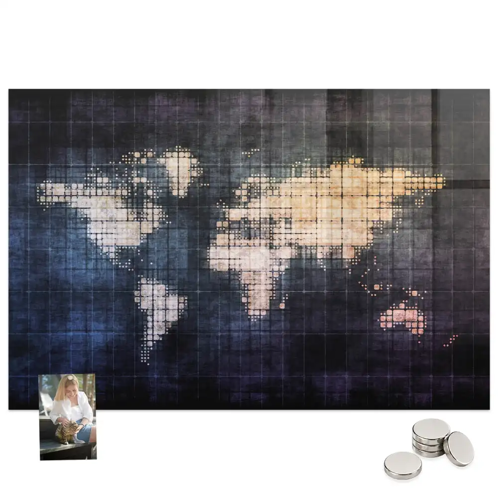 Tableau magnétique avec carte du monde artistique