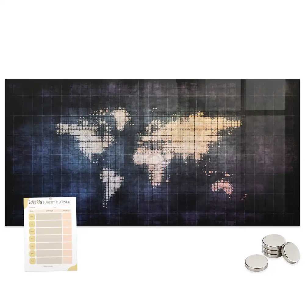 Tableau magnétique avec carte du monde artistique