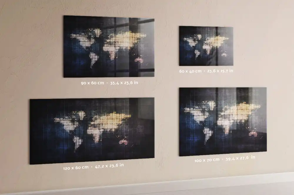 Tableau magnétique avec carte du monde artistique