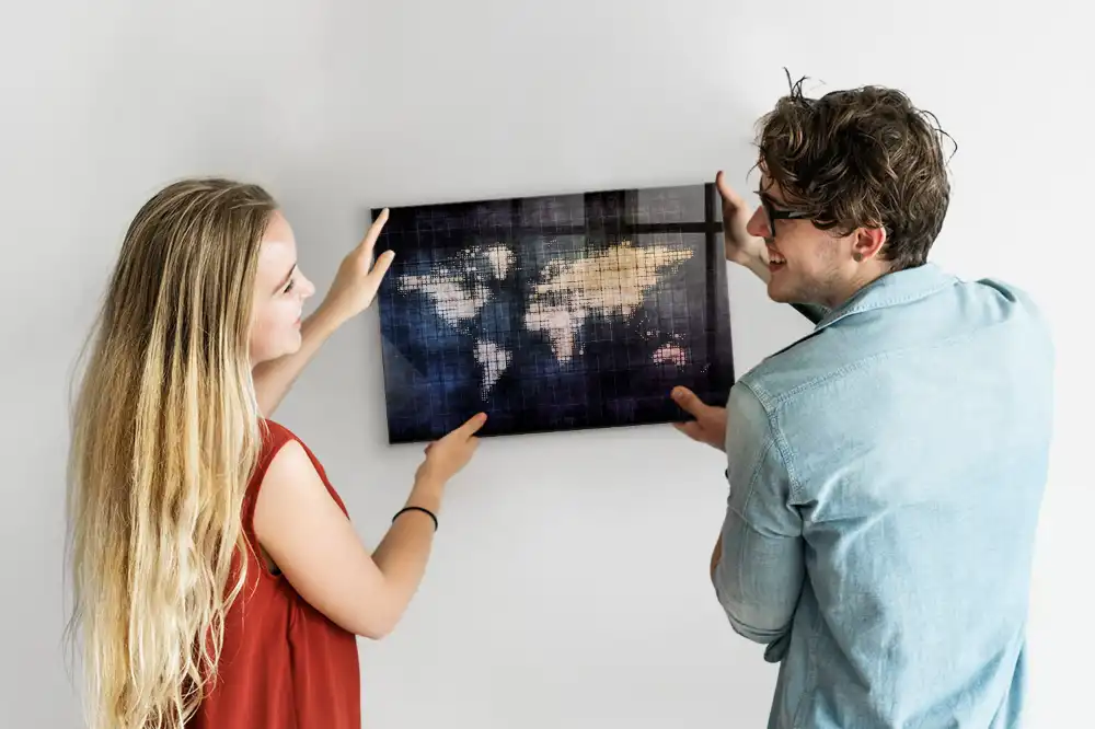 Tableau magnétique avec carte du monde artistique
