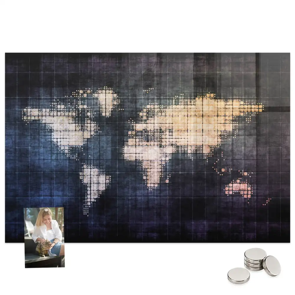 Tableau magnétique avec carte du monde artistique
