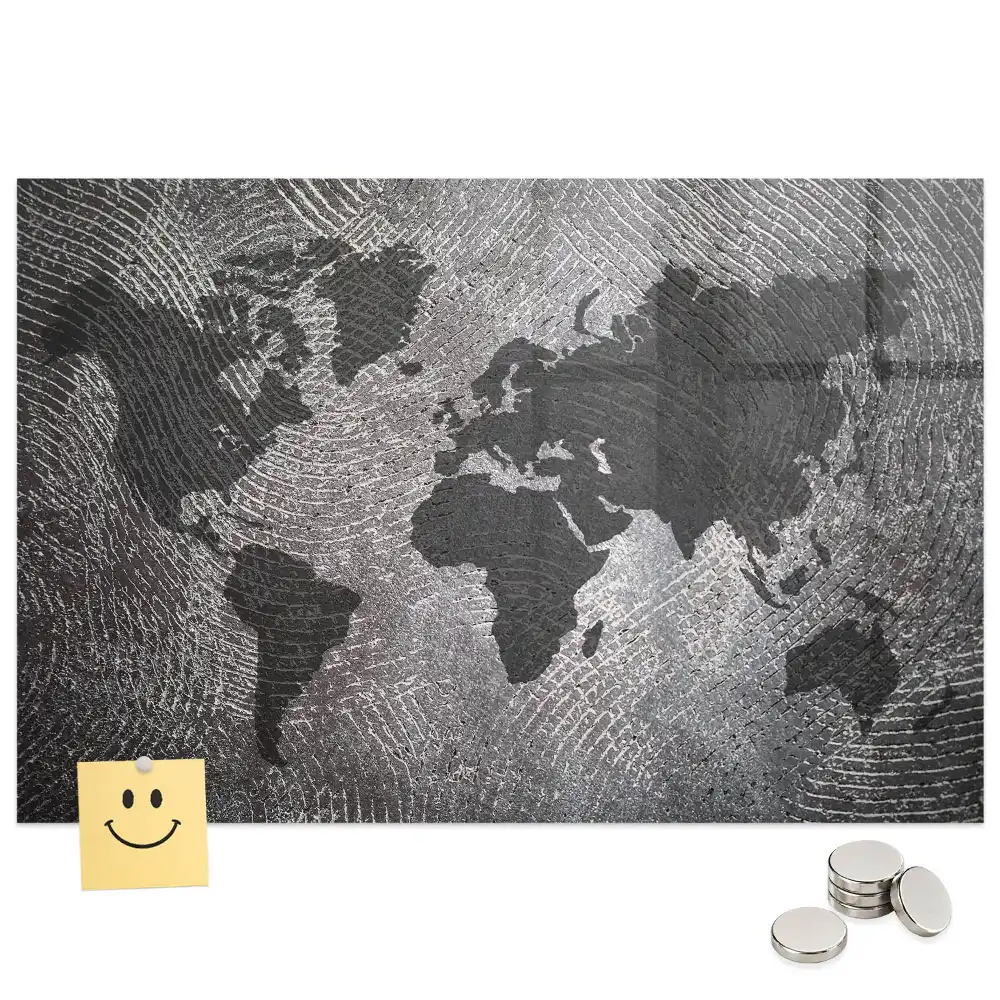 Tableau aimanté décoratif carte du monde en béton