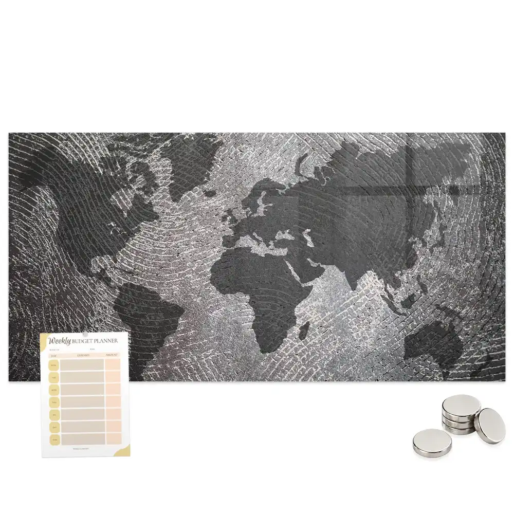 Tableau aimanté décoratif carte du monde en béton