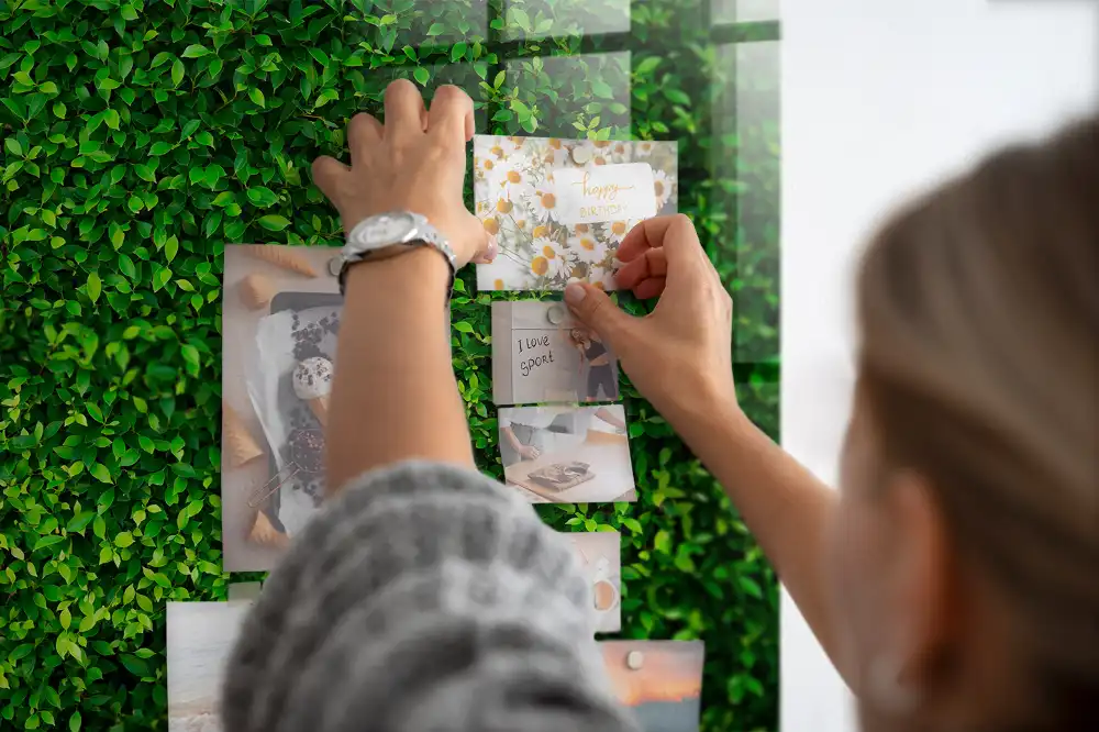 Tableau magnétique en verre motif feuillage