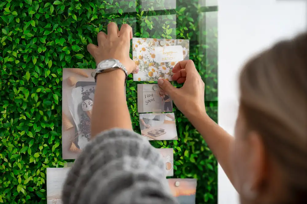 Tableau magnétique en verre motif feuillage