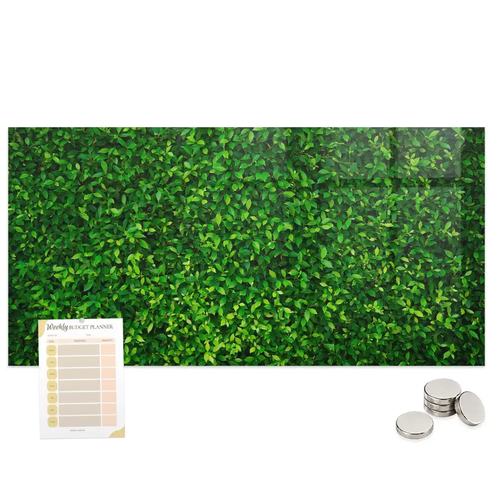 Tableau magnétique en verre motif feuillage